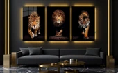 Aslan,kaplan,jaguar 3 Lü Set Cam Tablo thumbnail 3