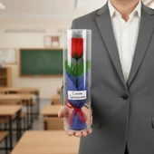 Şeffaf Silindir Kutulu Gül - Öğretmenler Günü Hediyesi thumbnail 3