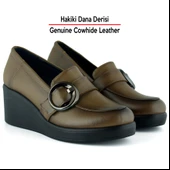 Erkan Saçmacı Madeline Ceviz Hakiki Dana Derisi Tokalı Yuvarlak Burun Dolgu Topuklu Günlük Ayakkabı thumbnail 3