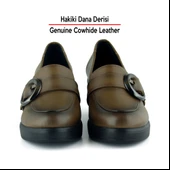 Erkan Saçmacı Madeline Ceviz Hakiki Dana Derisi Tokalı Yuvarlak Burun Dolgu Topuklu Günlük Ayakkabı thumbnail 4