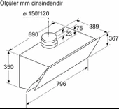 Profilo DVK8J661 80 CM Duvar Tipi Davlumbaz Siyah thumbnail 7