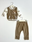 Ayıcık Desenli 3'lü Erkek Bebek Kolej Takım Seti thumbnail 1