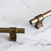 Mobilya Mutfak Çekmece Dolap Kulpu Kulbu Kulpları Eskitme Antik Sarı Metal 224 mm-22.4 cm thumbnail 3