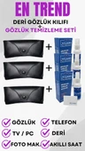 3 Adet Deri Gözlük Kılıfı + 3 Adet 50 ML Gözlük Temizleme Sprey Set thumbnail 7