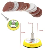 Cırt Zımpara Seti 50 mm Pimli Mini 53'lü Set Taban Matkap Uyumlu 80 120 320 600 800 Kum Karışık Grit thumbnail 5