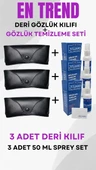3 Adet Deri Gözlük Kılıfı + 3 Adet 50 ML Gözlük Temizleme Sprey Set thumbnail 6