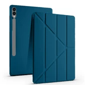 Samsung Galaxy Tab S9 Plus X810 12.4 İnç Katlanabilir Kalemlikli Standlı Akıllı Kılıf  Petrol thumbnail 1