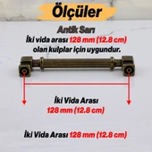 Mobilya Çekmece Mutfak Dolabı Dolap Kulpları Kulb 12.8 cm 128 mm Çizgili Metal Antik Sarı Kulp thumbnail 3