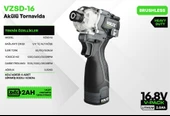 VOLTZ - 1/4 - 16.8 Volt 2 Amper Akülü Tornavida Seti 820 Gram (VZSD-16) thumbnail 2