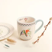 Londra'dan Cath Kidston Çok Renkli Aşk Muhabbet Kuşları Desenli Çiçekli Porselen Kahvaltı Kupa/Mug thumbnail 1