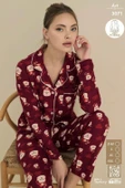 Çağrı Kadın Kışlık Süet Uzun Kollu Önü Düğmeli Yumuşak Dokulu Pijama Takımı thumbnail 4