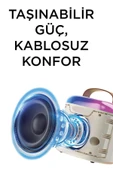 D51 Beyaz Çift Mikrofonlu Kablosuz Parti Hoparlörü thumbnail 2