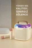 D51 Beyaz Çift Mikrofonlu Kablosuz Parti Hoparlörü thumbnail 4