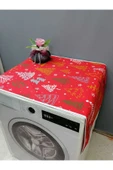 KIRMIZI YENİ YIL DESENLİ DUCK KUMAŞ ÇAMAŞIR VE KURUTMA MAKİNESİ ÖRTÜSÜ 120X60CM thumbnail 1