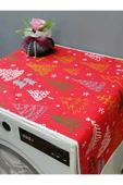 KIRMIZI YENİ YIL DESENLİ DUCK KUMAŞ ÇAMAŞIR VE KURUTMA MAKİNESİ ÖRTÜSÜ 120X60CM thumbnail 4
