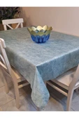 KUMAŞ DOKULU TABANI SİLİKONLU YIKANABİLİR SİLİNEBİLİR ÜTÜLENEBİLİR KAYMAZ DEKORATİF MASA ÖRTÜSÜ thumbnail 2