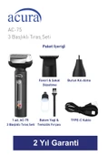 Acura AC-75 3 Başlıklı Metal Gövdeli Tıraş Seti thumbnail 4