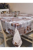 Elyaflı Pvc Muşamba - Desenli Silinebilir Masa Örtüsü ( KAHVE) thumbnail 1