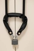 Vi Caro siyah Deri kılıflı 1 Kalite Zincirli Kilit Yurt Spor Salonu Dolap Kilidi Dayanıklı Asma Kilit 32 cm thumbnail 2