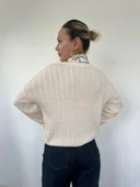 Kadın Saç Örgülü Hırka Krem thumbnail 10