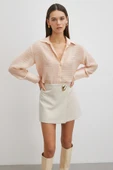 Kabartma Çizgili Gömlek Pudra thumbnail 1