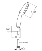 GROHE 27950001 Vitalio Start 110 II el duşu seti WS duvar montaj seti 2 sprey thumbnail 3