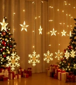 Kar Tanesi Saçaklı Dekoratif Gün ışığı Led 3 Metre Parti Kutlama Dekor Süsleme Yılbaşı Led 8 Mod thumbnail 4