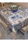 Elyaflı Pvc Muşamba - Desenli Silinebilir Masa Örtüsü ( MAVİ ) thumbnail 2