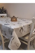 Elyaflı Pvc Muşamba - Desenli Silinebilir Masa Örtüsü ( BEJ) thumbnail 1