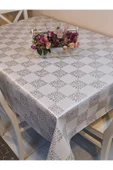 Elyaflı Pvc Muşamba - Desenli Silinebilir Masa Örtüsü ( GRİ ) thumbnail 3