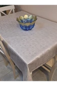 Elyaflı Pvc Muşamba - Desenli Silinebilir Masa Örtüsü ( GRİ) thumbnail 3