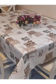 Elyaflı Pvc Muşamba - Desenli Silinebilir Masa Örtüsü ( KAHVERENĞİ ) thumbnail 2