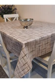 Elyaflı Pvc Muşamba - Desenli Silinebilir Masa Örtüsü ( AÇIK KAHVE ) thumbnail 1