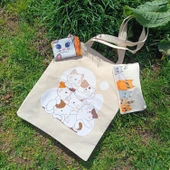 Utterly Good Kedili Bez Çanta Seti  Roller Kalem Hediyeli  Bez Çanta  Bez Kalemlik  Bez Cüzdan thumbnail 5