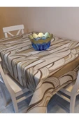 Elyaflı Pvc Muşamba - Desenli Silinebilir Masa Örtüsü (KREM) thumbnail 2