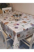 Elyaflı Pvc Muşamba - Desenli Silinebilir Masa Örtüsü ( GRİ ) thumbnail 2
