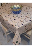 Elyaflı Pvc Muşamba - Desenli Silinebilir Masa Örtüsü ( BEJ ) thumbnail 3