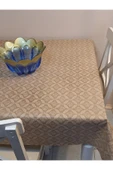 Elyaflı Pvc Muşamba - Desenli Silinebilir Masa Örtüsü (KAHVERENĞİ) thumbnail 4