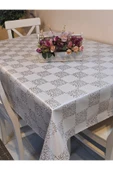 Elyaflı Pvc Muşamba - Desenli Silinebilir Masa Örtüsü ( GRİ ) thumbnail 2