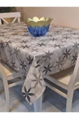 Elyaflı Pvc Muşamba - Desenli Silinebilir Masa Örtüsü ( GRİ ) thumbnail 1
