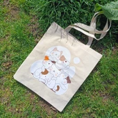 Utterly Good Kedili Bez Çanta Seti  Roller Kalem Hediyeli  Bez Çanta  Bez Kalemlik  Bez Cüzdan thumbnail 4