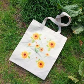 Utterly Good Ayçiçekli Bez Çanta Seti  Roller Kalem Hediyeli  Bez Çanta  Bez Kalemlik  Bez Cüzdan thumbnail 4