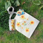 Utterly Good Ayçiçekli Bez Çanta Seti  Roller Kalem Hediyeli  Bez Çanta  Bez Kalemlik  Bez Cüzdan thumbnail 1