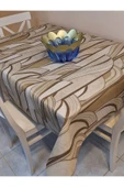 Elyaflı Pvc Muşamba - Desenli Silinebilir Masa Örtüsü (KREM) thumbnail 3