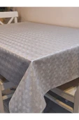 Elyaflı Pvc Muşamba - Desenli Silinebilir Masa Örtüsü ( GRİ ) thumbnail 5