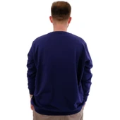 Büyük Beden Erkek Bisiklet Yaka Basic Sweatshirt U24174 İndigo thumbnail 4
