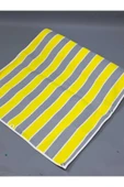 75 x150 cm Gri Sarı  Çizğili  Kumaş Balkon Brandası  Kenarları Biye Dikişli thumbnail 2