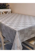 Elyaflı Pvc Muşamba - Desenli Silinebilir Masa Örtüsü ( GRİ ) thumbnail 5
