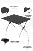 Box&Box Alüminyum, Katlanabilir Kamp ve Piknik Masası, Omuz Askılı Taşıma Çantasıyla, Large, Siyah thumbnail 2