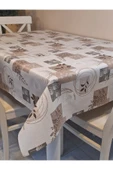Elyaflı Pvc Muşamba - Desenli Silinebilir Masa Örtüsü ( KAHVERENĞİ ) thumbnail 5